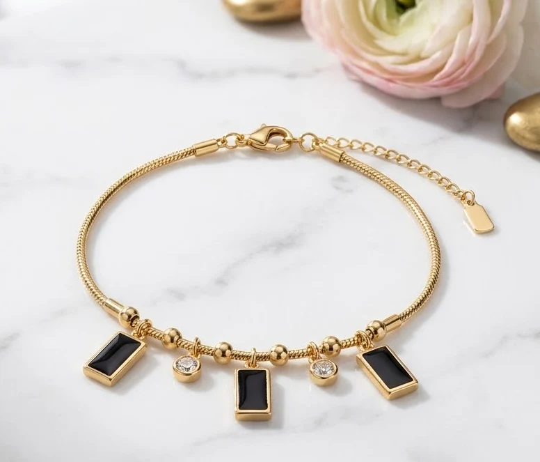 Midnight Charm Gold Anklet - Image 7