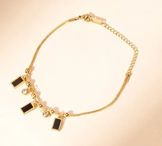 Midnight Charm Gold Anklet - Image 3