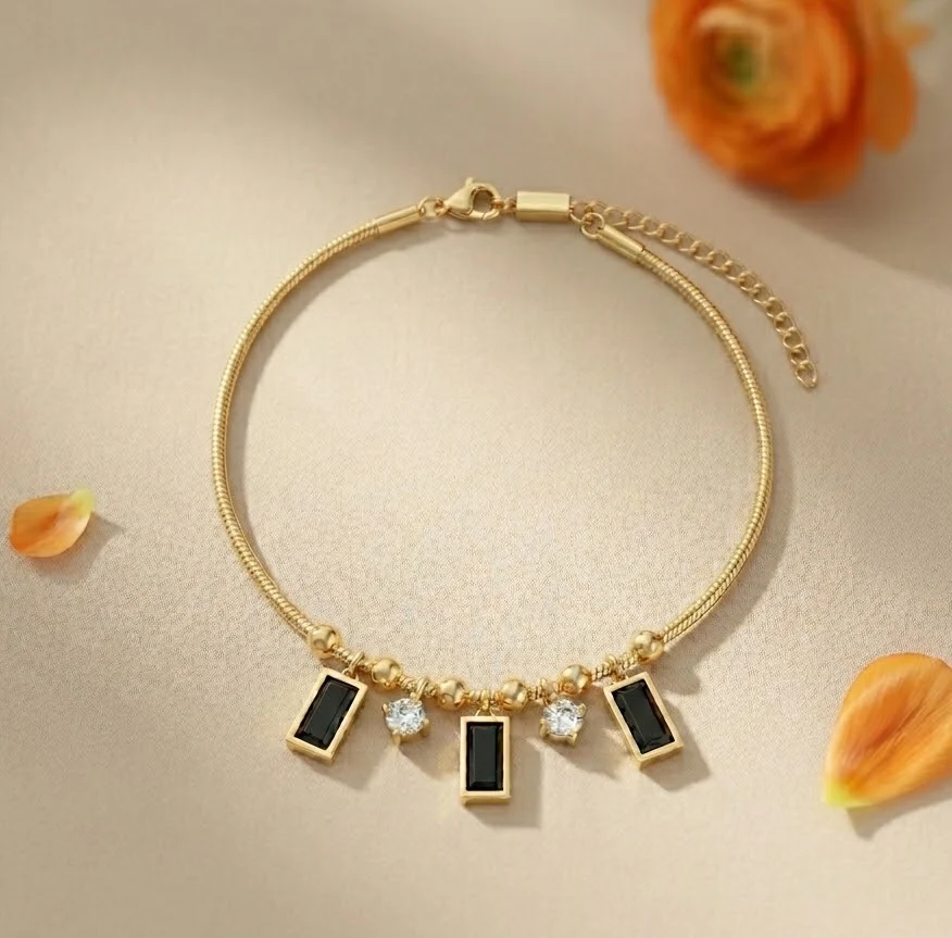 Midnight Charm Gold Anklet - Image 6