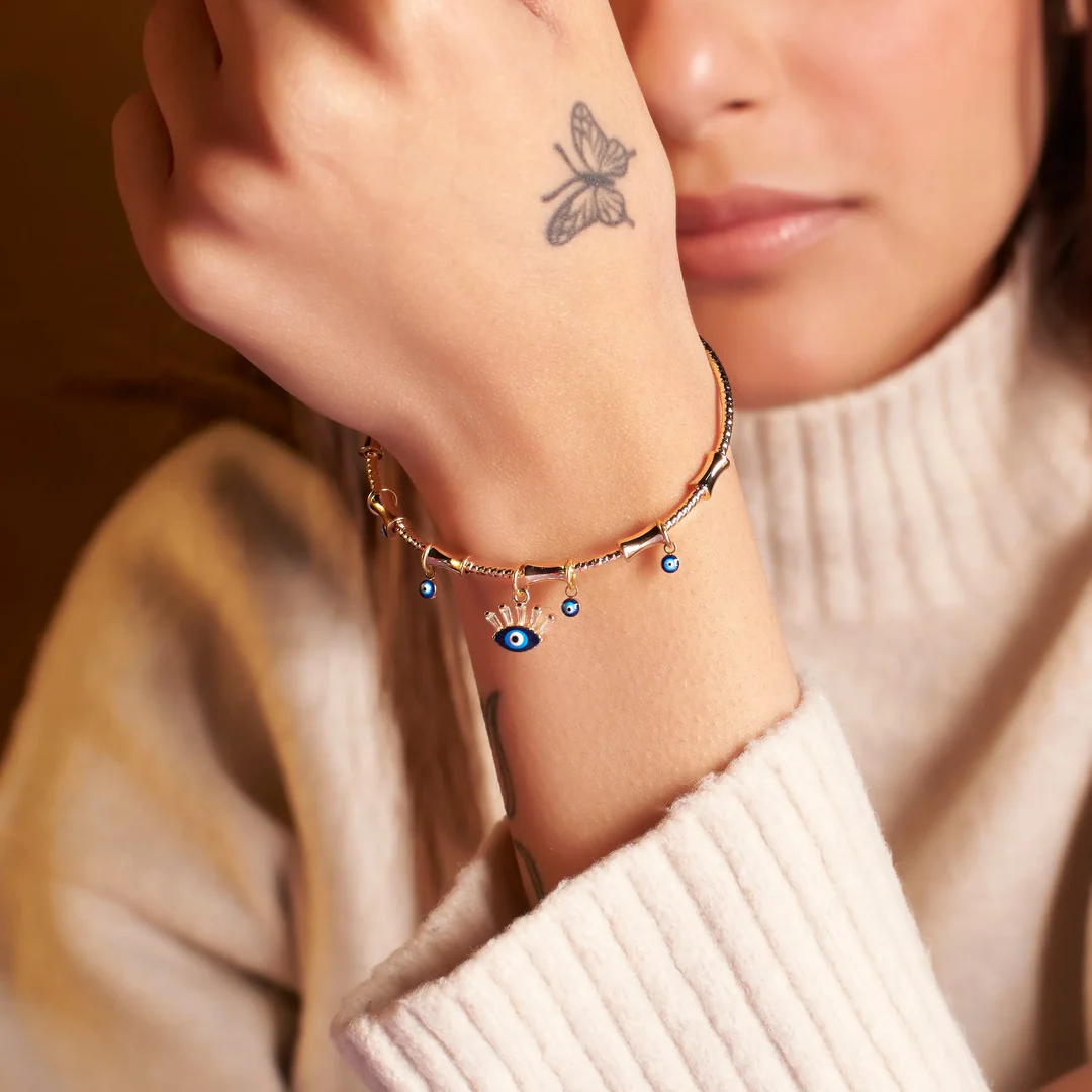 Chic Evil Eye Tassel Bangle - Image 4