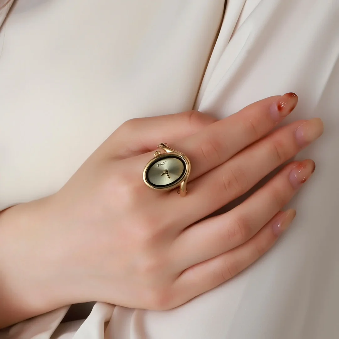 Rose Gold Flow Watch Ring - Image 4