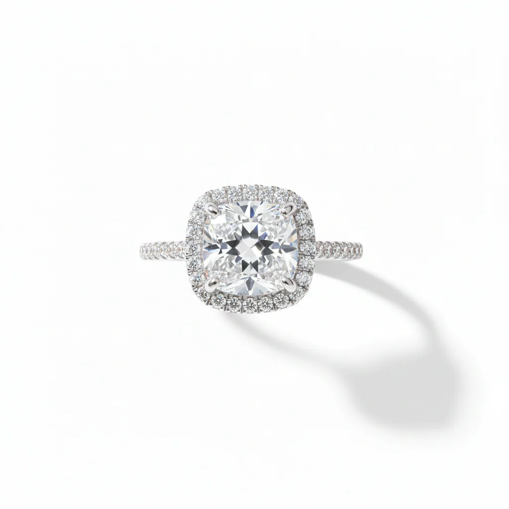 Silver Shimmering Cushion-Cut Ring - Image 6