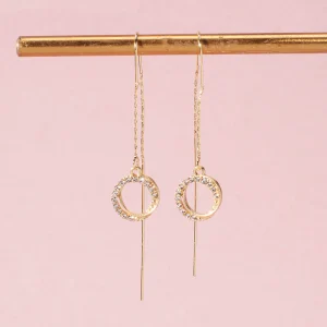 Zirconia Hollow Glam Threader Earrings