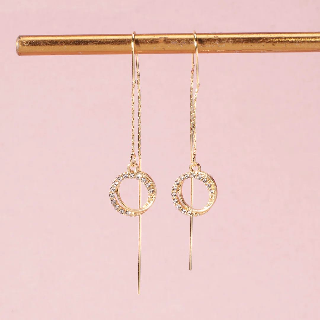 Zirconia Hollow Glam Threader Earrings