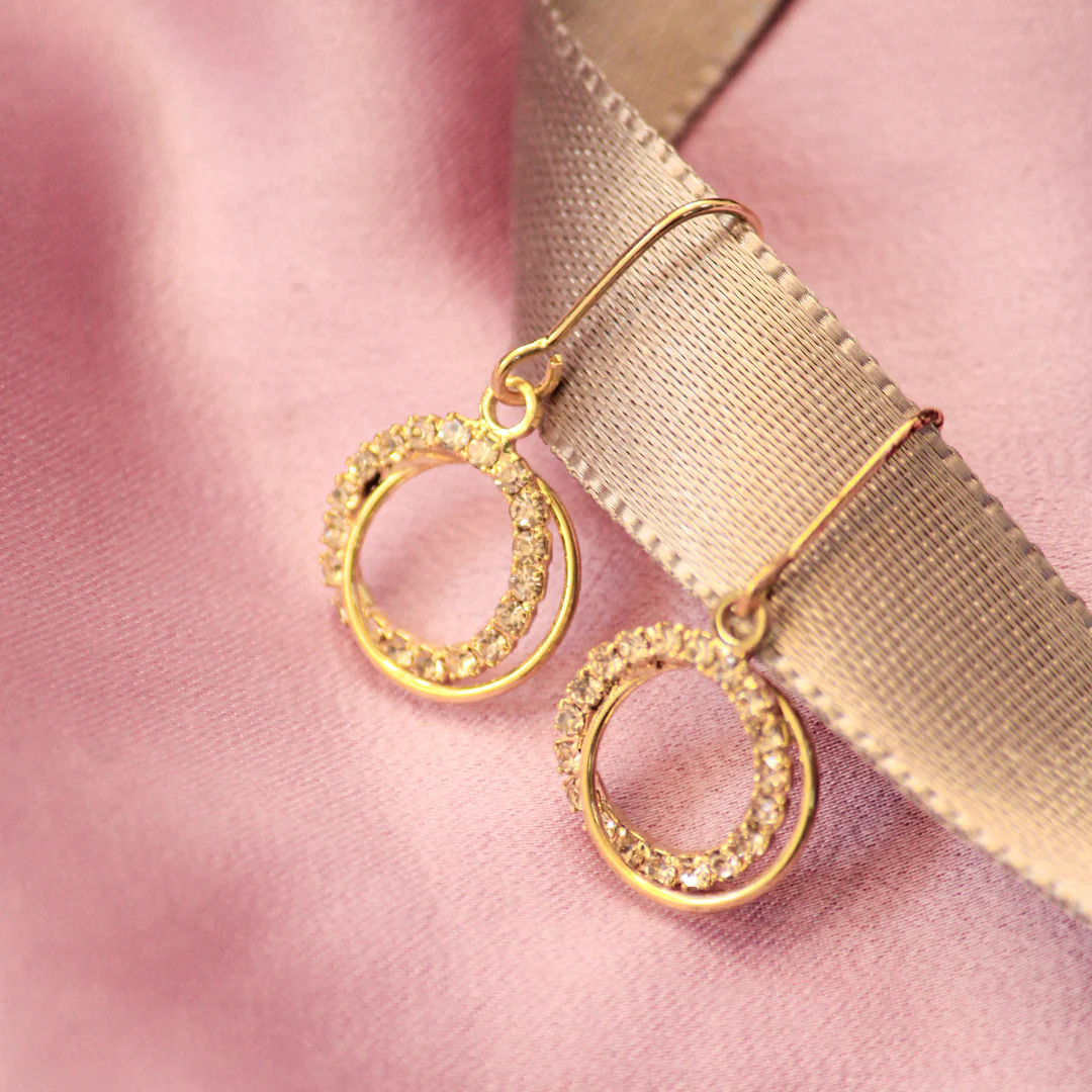 Zirconia Hollow Glam Threader Earrings - Image 3